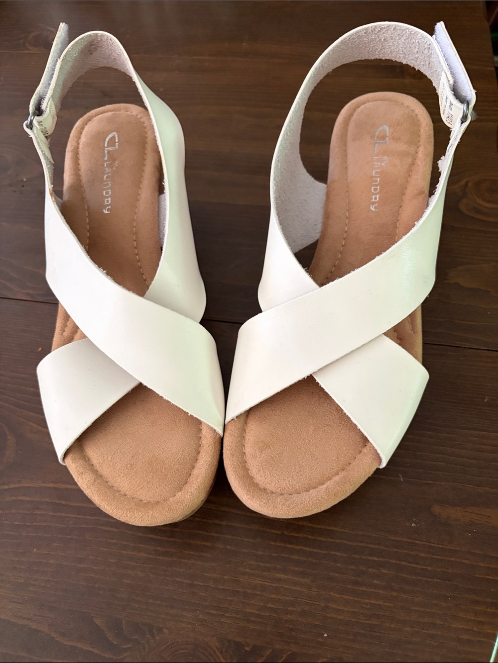 CL by Chinese Laundry White Crisscross Slingback Sandals Sz. 11 NWOT